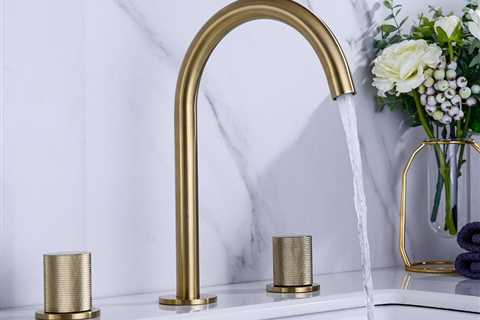 Luxurious Brushed Gold Deck Mounted Three-hole Basin Mixer