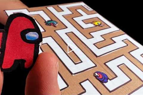 COOL AMONG US MAZE from Cardboard | COOL PAPER CRAFT IDEAS - DIY Maze Game