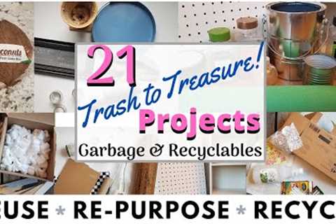 21 DIY RECYCLE CRAFTS 💚 TRASH TO TREASURE 💛 CARDBOARD 💙 GLASS 💜 PLASTIC | RE-PURPOSE & REUSE