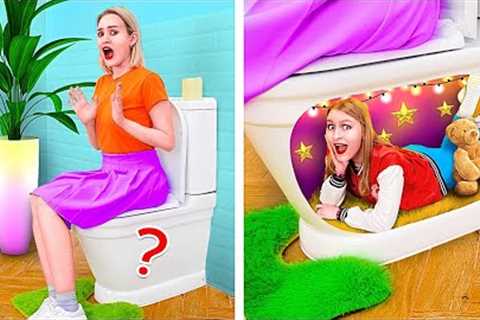 WHAT''S INSIDE TOILET? || Fun Bathroom & Toilet Gadgets! DIY Tools! Parenting Hacks By 123 GO!..