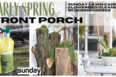 Early Spring Porch Decor ~ Sunday Lawn Care Products ~ DIY Bluebird Houses ~ Moss Planters