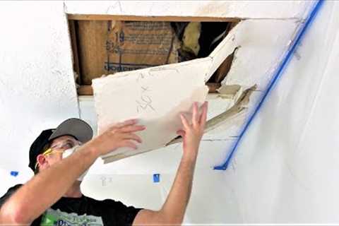 How to DRYWALL REPAIR a Water Damage Ceiling Tutorial