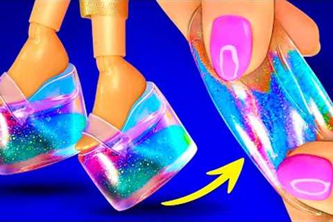 DIY Barbie Nano tape Shoes, 16 Doll’s gadgets vs Crafts