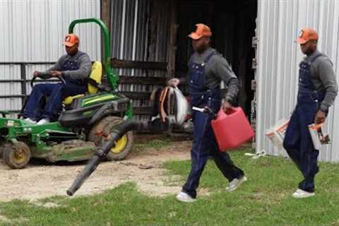 Lawn Care Equipment Setup and Full Day of Mowing