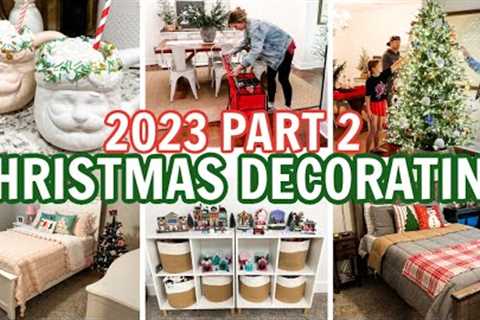 2023 CHRISTMAS DECORATING PART 2 | CHRISTMAS TREE DECORATING + DECORATING THE KIDS'' SPACES!