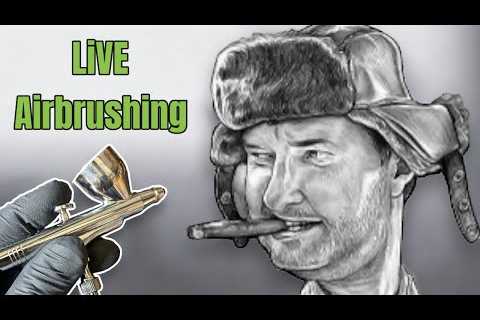 CRAPPER is FULL !! LiVE  Airbrushing Black and Grey Portrait: Cousin Eddie Christmas Vacation