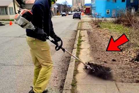 I Bought A POWER BROOM & Used It To Clean FILTHY Sidewalks