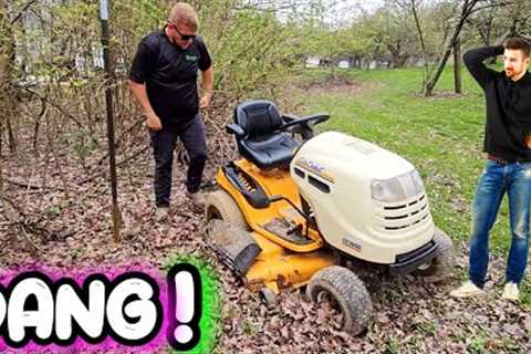 NEIGHBOR BURIED HIS MOWER CAN WE GET IT OUT ?