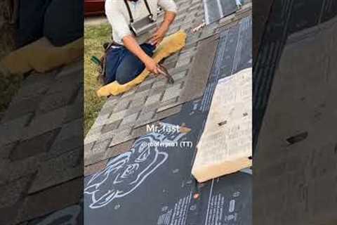 Hand-nailing shingles! 💪 #shorts #roof #roofer #roofing #roofershelper #roofero